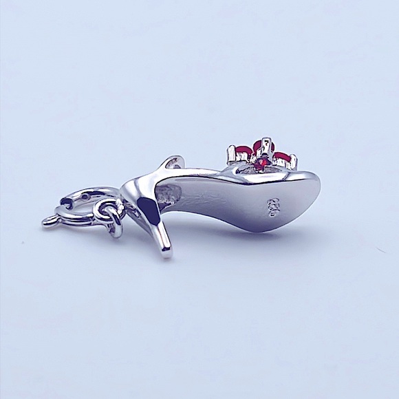 925 Sterling Silver High Heel Charm with Red Swarovski Crystals - Picture 3 of 3